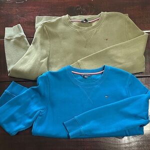 Tommy Hilfiger Olive Green & Teal Crewneck Sweatshirts